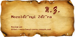 Mozolányi Zóra névjegykártya